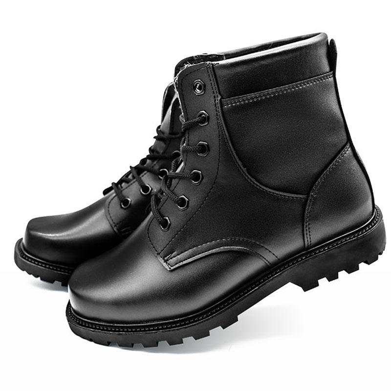 Leather Cotton Boots Men's Winter Non-slip Wool Boots Warm Cotton Shoes Men's Snow Boots Outdoor Combat Men's Boots