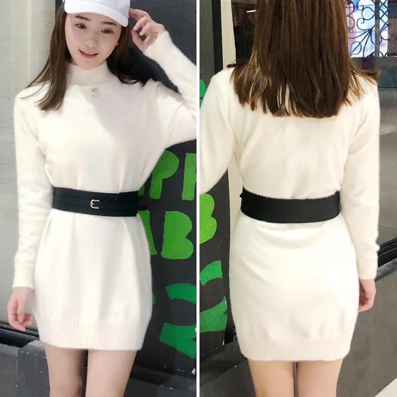 Women's Girdle with Skirt Wide Belt Coat Waist Dress Belt Ladies Waistband Buckle Black Belt