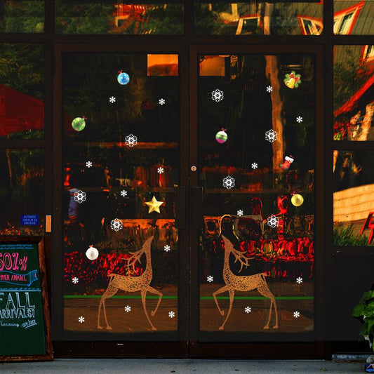 Celebrate Christmas Cartoon Wall Sticker Window Display Decoration PVC Waterproof Easy Wipe Sticker