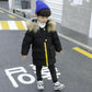 Boys and Girls Mid-length Padded Jacket Thickened Children's Winter Down Cotton-padded Jacket Baby Winter Hooded Jacket with Fur Collar