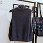 Spring and Autumn Short Loose Waistcoat College Style Knit Solid Color Waistcoat Pocket Sleeveless Sweater Women