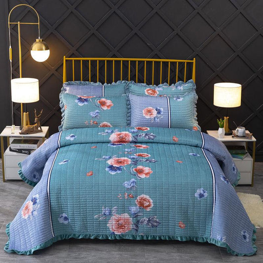 Crystal Fleece Blanket Double-sided Plus Fleece Blanket Sheet Thick Tatami Bedspread Quilted Non-slip Bed Cover Blanket Coral Fleece Blanket Soft
