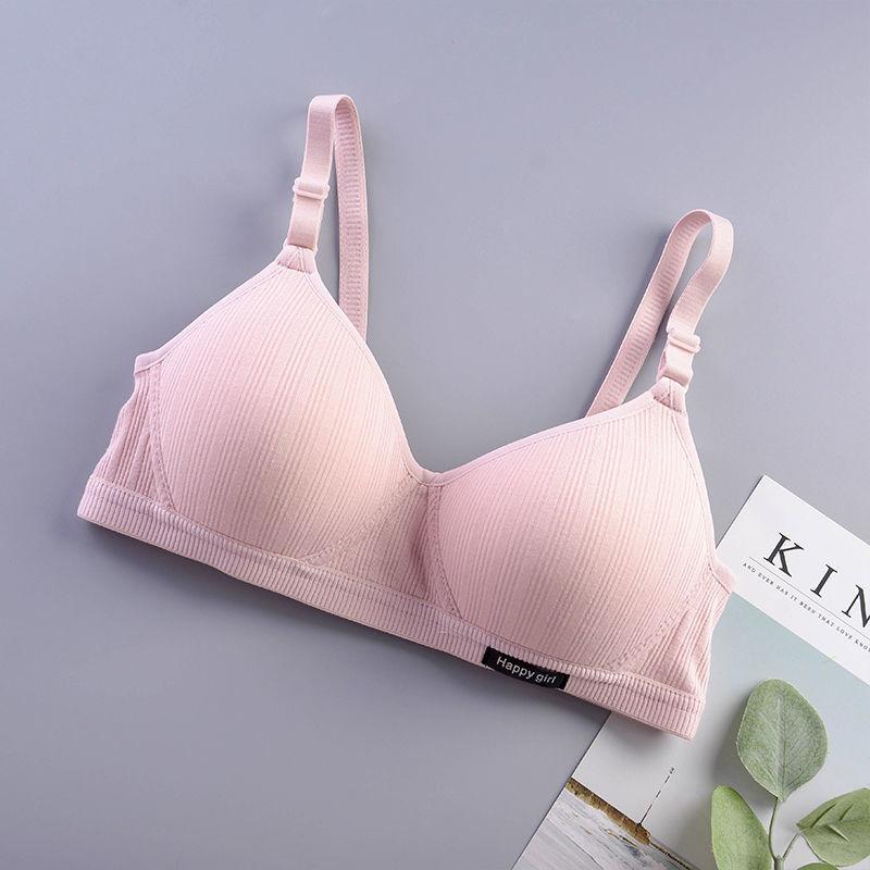 Pure Cotton Threaded Girl Underwear Student Bra High School Developmental Thin Section Without Steel Ring Gather Stereotype Bra
