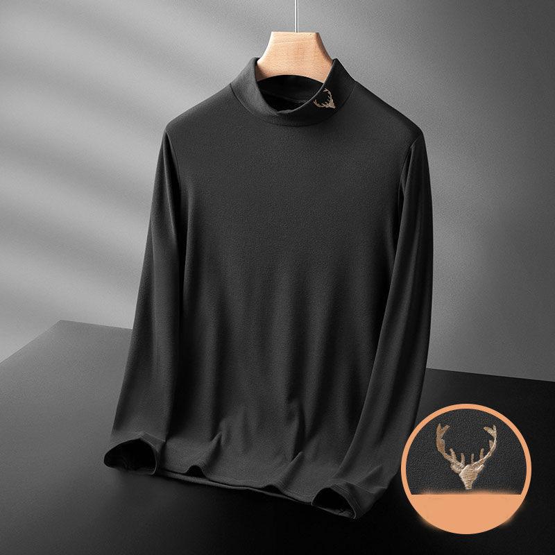 Men's Half High Collar Bottoming Shirt Double-faced Fleece Warm with Autumn and Winter Long-sleeved T-shirt