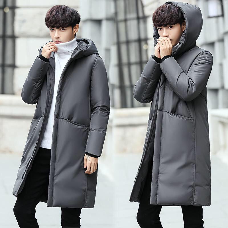Men's Medium Length Down Jacket Winter White Duck Down Warm Down Jacket
