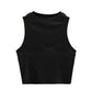 Y2k American Vest Suspenders Women's Sleeveless Slim Fit Crop Top Sexy Slight Stand Collar Shorts Top Steetwear Outerwear Bottoming Shirt Solid Color