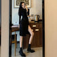 Ladies V-neck Long Sleeve Sexy Hem Wrapped Hem Irregular Banquet Office Dinner Party Dress Dress