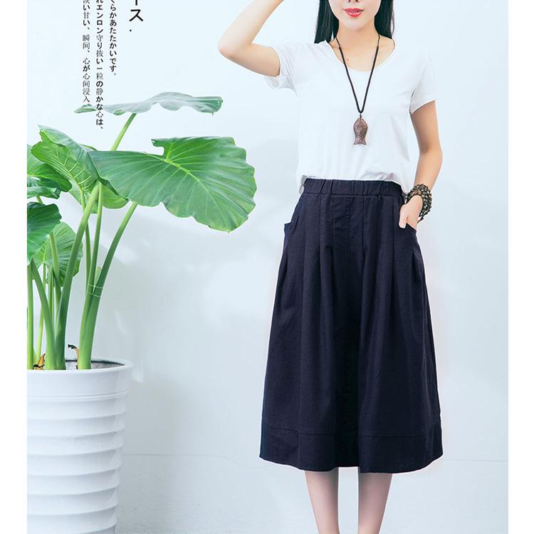 Women Cotton Linen Skirts Pockets Casual Skirt 2020 Summer Midi Skirt Baggy Party Jupe Faldas Plus Size