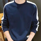 Spring and Autumn Men's Round Collar Sweaters Large Size Solid Color Long Sleeve Simple Pullover Male Business Casual