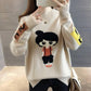 Autumn and Winter Warm Turtleneck Sweater Cartoon Jacquard Bottoming Shirt Loose Long Sleeve Sweater