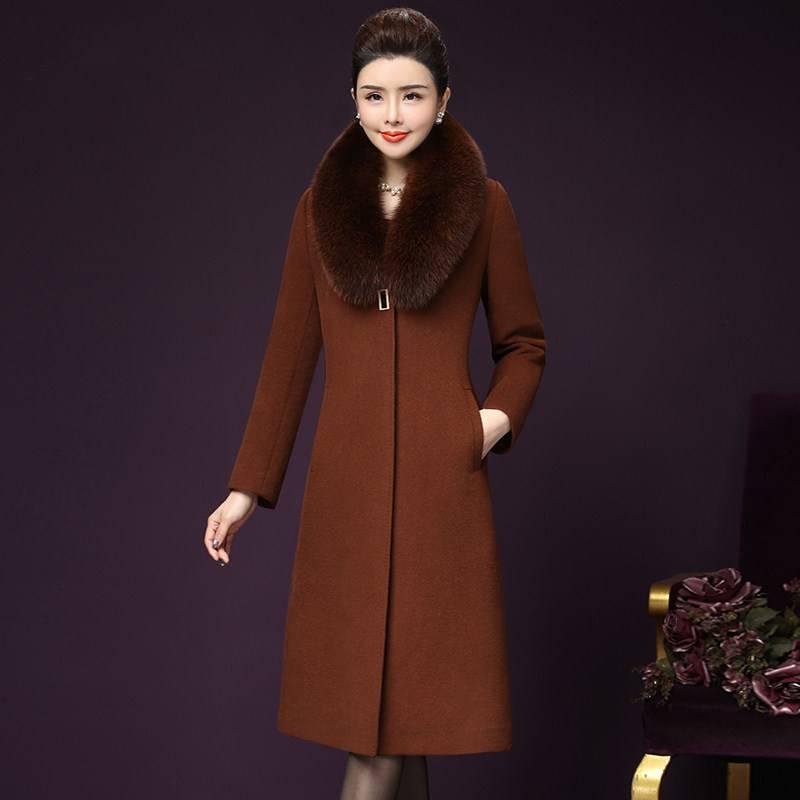 Women Wool Coat Fur Collar Women Loose Long Woolen Coats Winter Coat Woolen Overcoat Wool Jackets