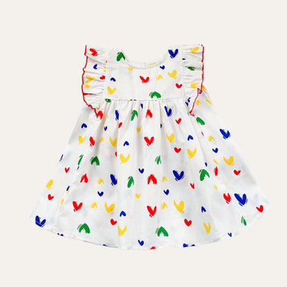 Summer Ruffle Casual Love Dress Sweet Style and Korean Style Sweet Princess Dress Party Cute Children's Baby Kids Girls Clothing