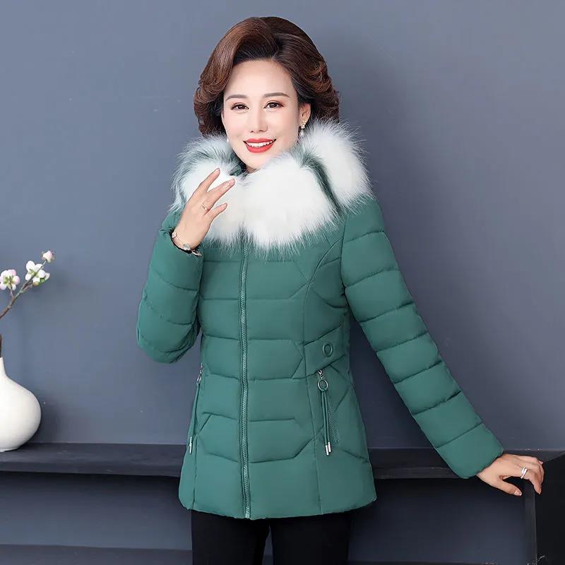 Winter Short Padded Jacket Women Middle-aged Men Padded Jacket Mid-length Thick Down Down Padded Jacket