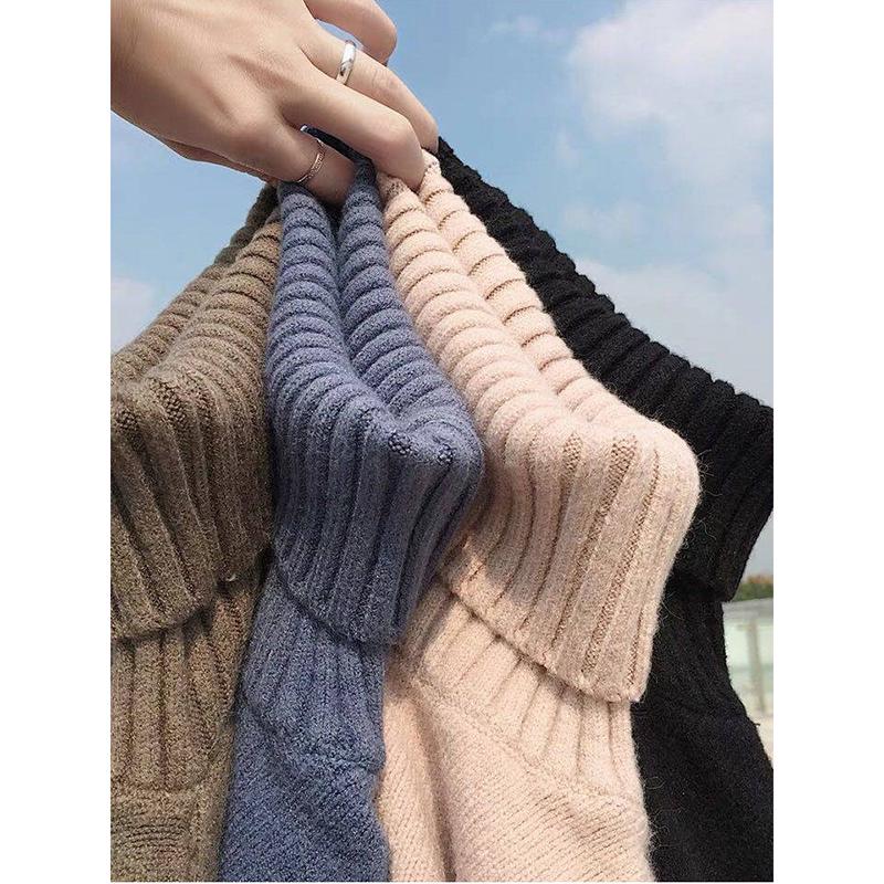 Warm Turtleneck Sweater Men Solid Knitted Mens Sweaters Casual Male Double Collar Slim Pullovers