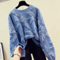 Stars Print Sweaters Tunic Women Casual Round-neck Loose Long Sleeve Knitted Top Autumn Winter Female Jumper Pullovers