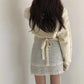 Hemp Pattern Retro Knitted Sweater Loose and Thin V-neck Jacket Short Solid Color Casual Top