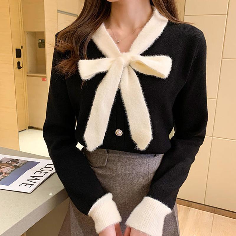 Autumn Winter  Women Fashion Sweater Casual Knitting Sweater V-neck  Pullovers Slim-fit Casual Long Sleeve Sweater