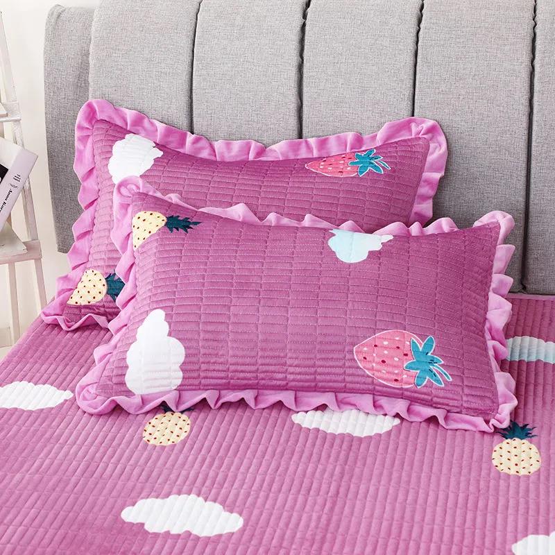 Crystal Suede Pillowcase Thickened Quilted Single and Double Pillowcases A Pair of Bedroom Bedding 48*74cm