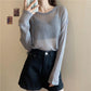 Loose and Thin Long-sleeved Hollow Knitted Sweater Women's All-match Sunscreen Shirt Top Sexy See-through Dress
