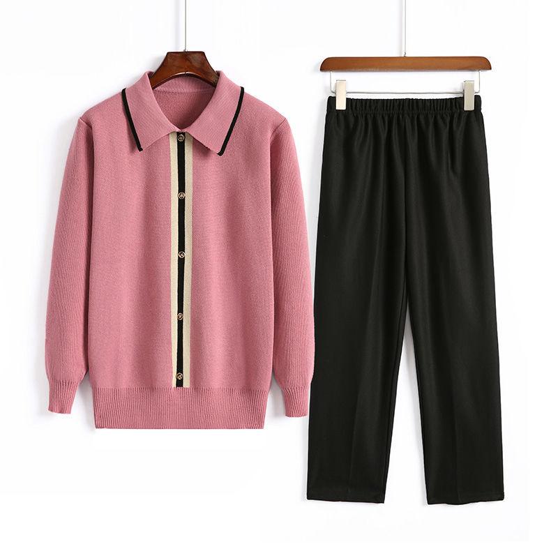 Women's Autumn Suit Knit Sweaters Long Sleeve Pullover Sweater Korean Large Size Loose Base Shirt Set