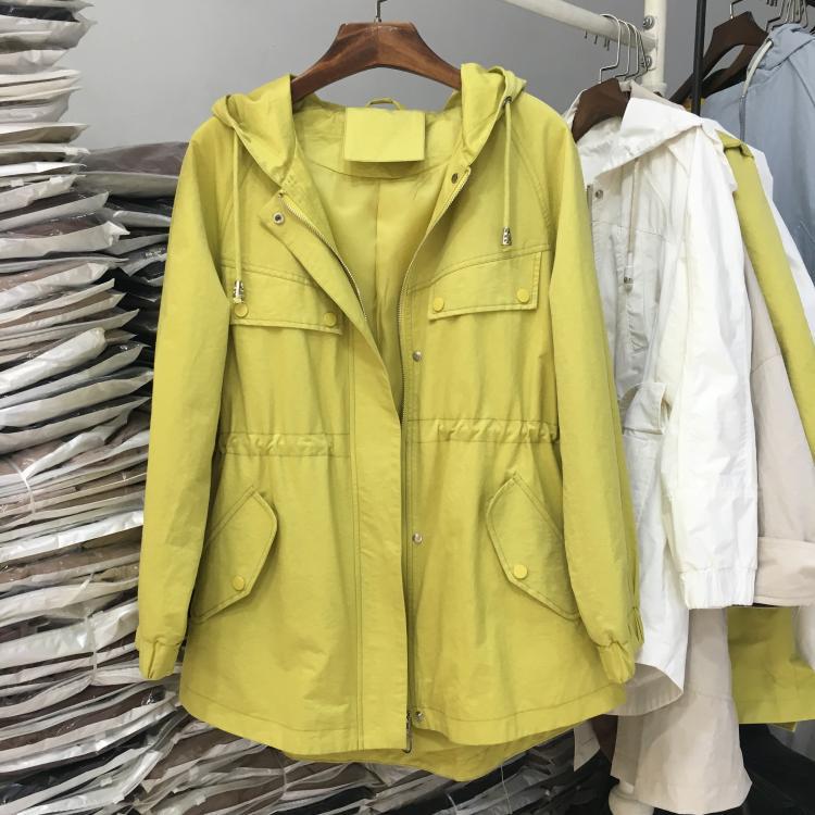 Women Trench Coat Long Sleeve Short Windbreaker Turn-down Collar Casual Overcoat Female  Streetwear