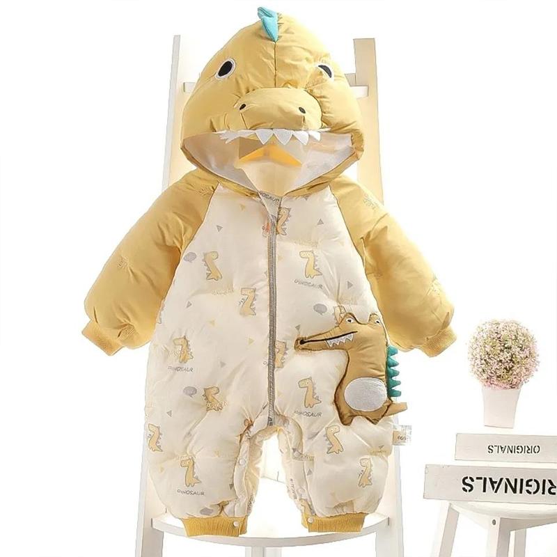 Baby Down Padded Jacket Onesies for Boys and Girls Baby Winter Outing Clothes Plus Velvet Padded Outer Clothes Cute and Warm
