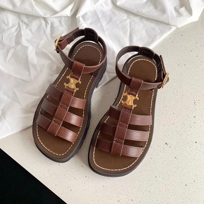 Sandals Women's Summer Flat Bottom High-end Retro Thick Bottom Ladies Sports Woven Sandals