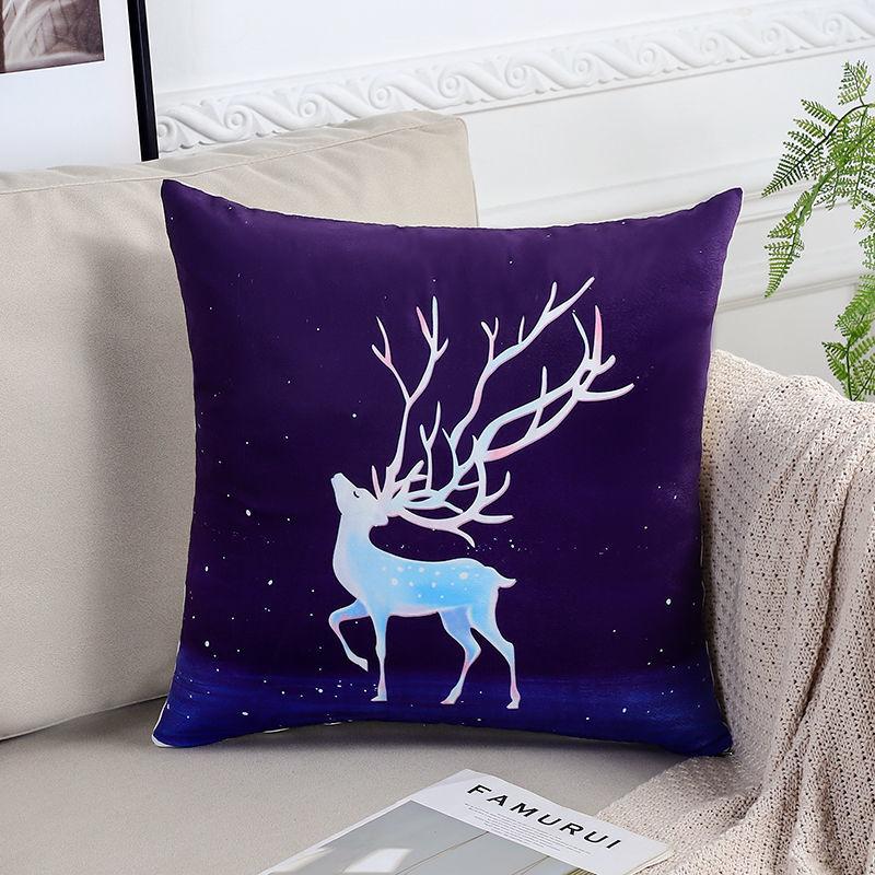 Big Horn Deer Printing Pillow Car Waist Pillow Home Sofa Pillow Soft and Relaxing Artifact