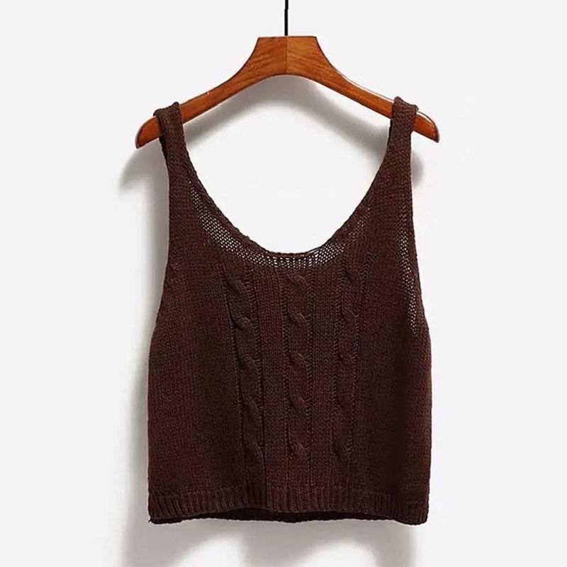 Loose Small Sling Sweater Vest with Sleeveless Knitted Vest and Casual Short Women's Top