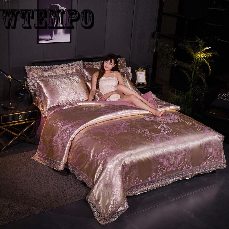 Luxury Wedding Bedding set High Precison Jacquard Queen/King size Bedsheet set Duvet cover