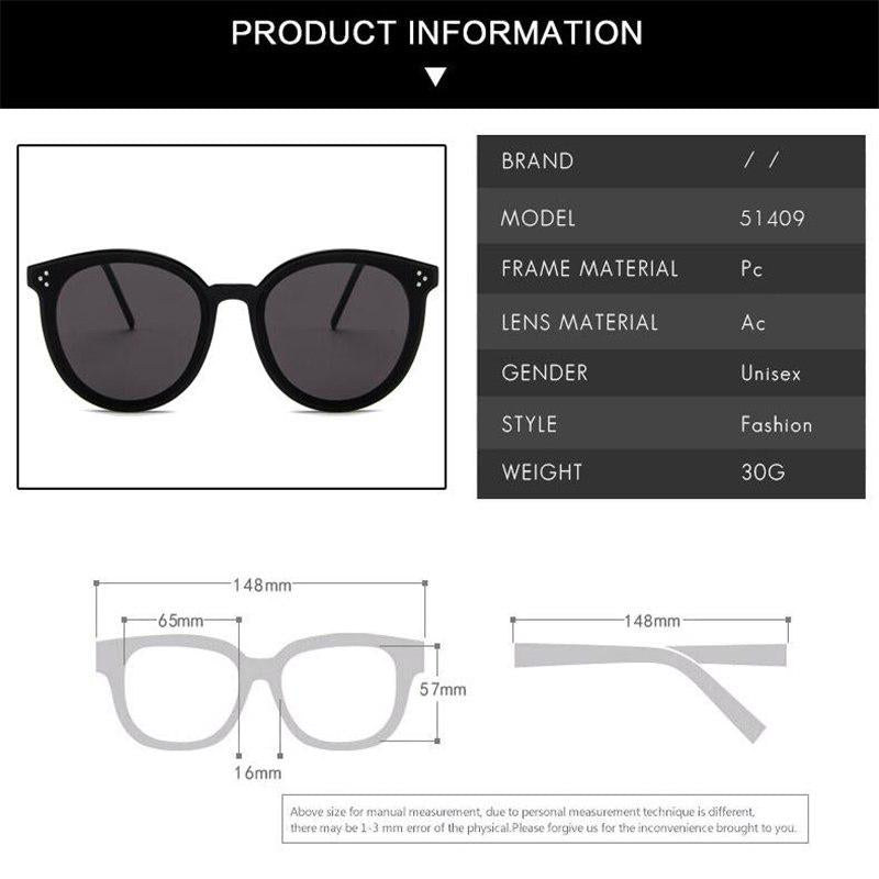 WTEMPO Korean Version PC Frame Oval Sunglasses Women Men Fashion Rivets Cat Eye Sun Glasses Vintage