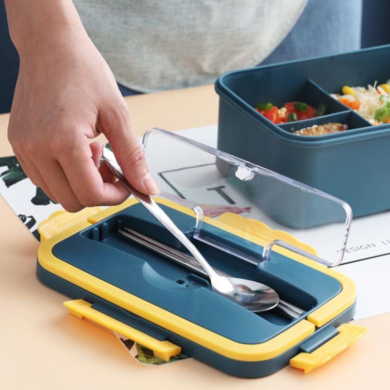 Wheat Straw Insulated Lunch Box Student Three-grid Japanese-style Lunch Box Female Portable Microwave Oven Fresh-keeping Office Worker Lunch Box