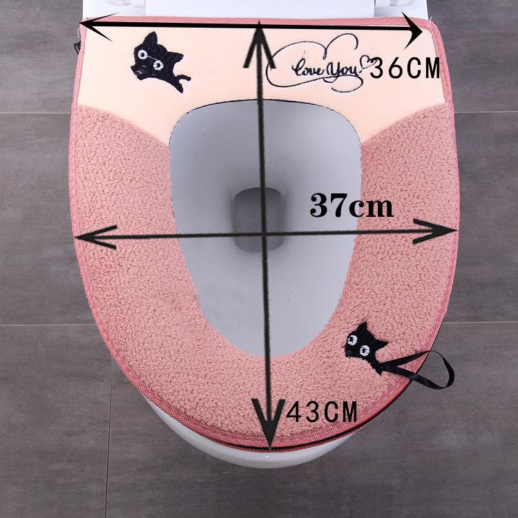 Warm Toilet Seat Covers Winter Cartoon Cat Cute Toilet Seat Pad with Handle Thickened Fleece Washable Toilet Seat Cushion Bathroom Lavatory Cover Mat