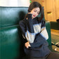 Autumn and Winter Pullover Crew Neck Sweater Korean Style College Style Color Matching Male and Female Students Loose Lazy Knit Jacket