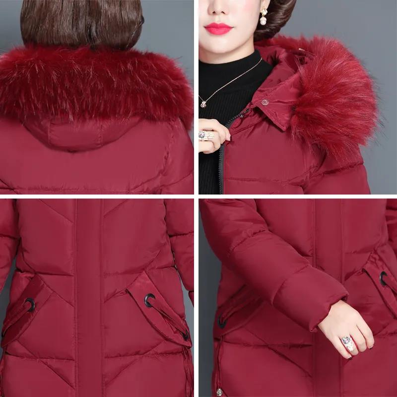 Middle-aged and Elderly Winter Coat Women's Mid-length Mother's Down Padded Jacket 200 Catties Plus Size Middle-aged Padded Jacket