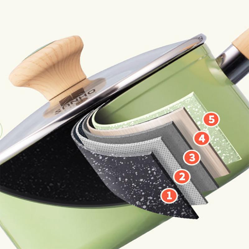 Avocado Color Maifan Stone Milk Pan Non-stick Pan Household Milk Pan General Milk Pan