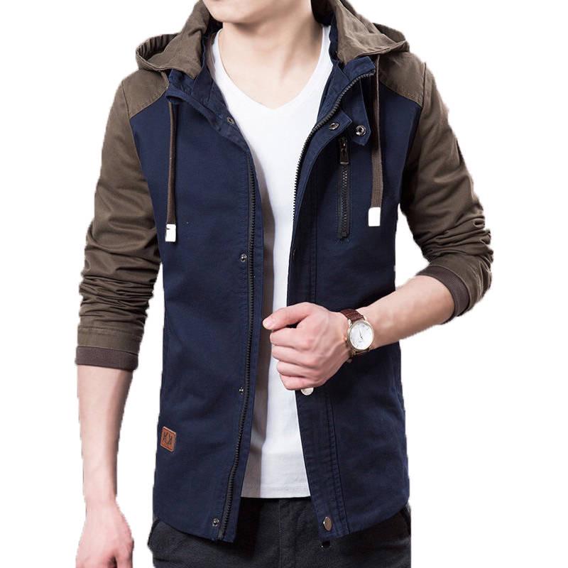 Autumn Mens Jacket Stand Collar Windbreaker Male Hooded Baseball Jackets Casual Plus Size M-4XL