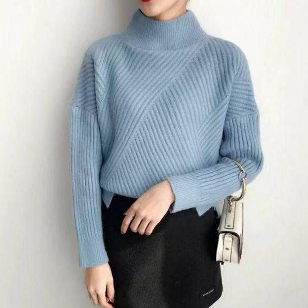 Solid Color Turtleneck Sweater Women Thickened Pullover Fashion Wild Long-sleeved Sweater