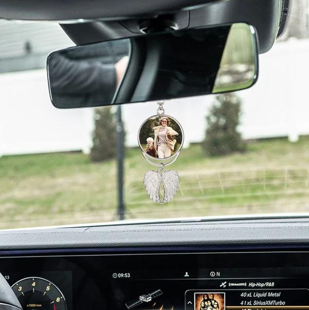 Sublimation Heat Transfer Personalized Angel Wings Pendant Car Interior Pendant, 2 Sided Photo Keychain, Memorial Keychain, Memory Gift