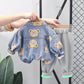 Baby Spring and Autumn Suits 0-5 Years Old Children's Cool and Cute Cowboy Three-piece Printed Long-sleeved Cute Bear Pattern Children's Suit