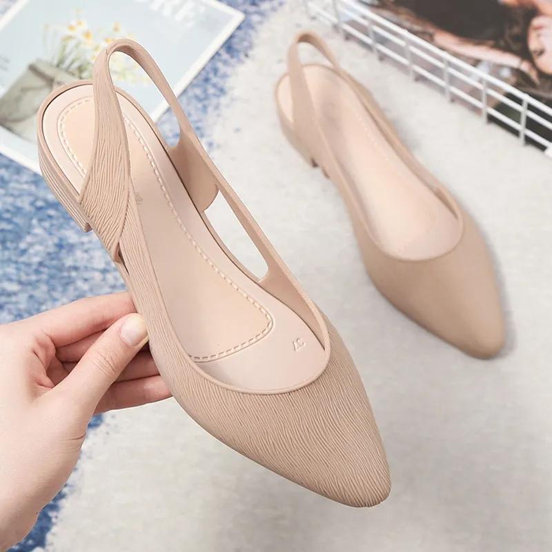 Sandals Women's Summer Outdoor Ladies Style Korean Style Single Shoes Solid Color Casual Shoes Shallow Shoes