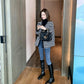 Women's Tweed Jacket Autumn and Winter Retro Houndstooth Woolen Top V-neck Jacket