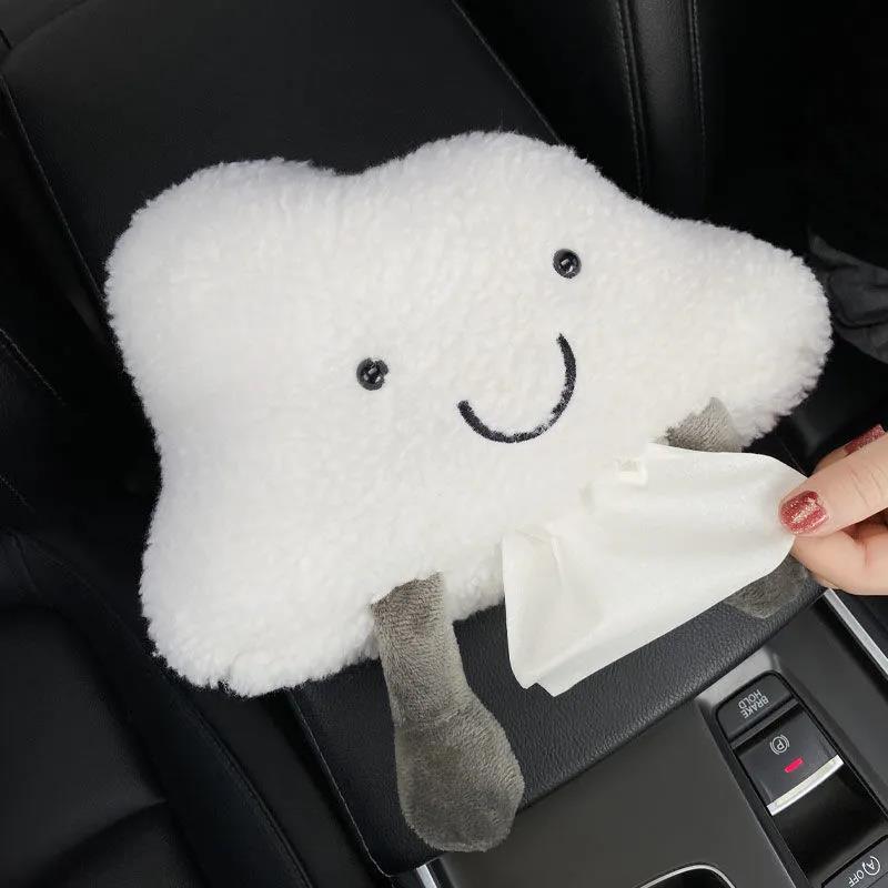 Car Tissue Box Cartoon Cute Creative Cloud Sunshade Armrest Box Seat Back In Car Tissue Box