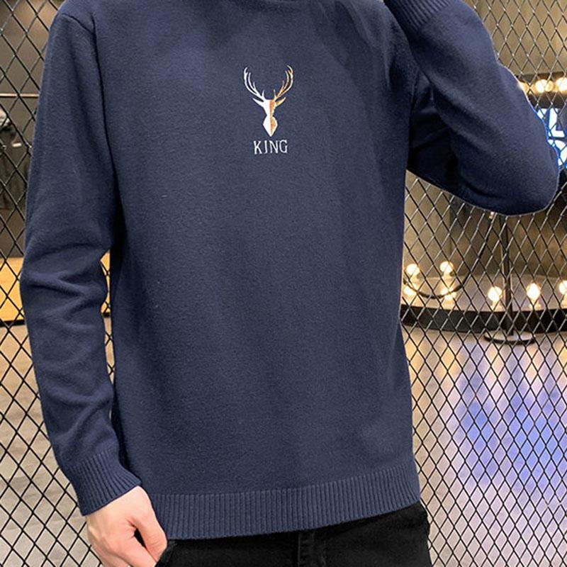 Sweater Men's High Collar Plus Velvet Thickening Youth Warmth Trend All-match Autumn and Winter