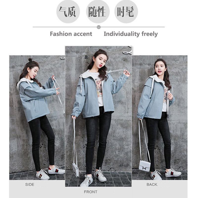 Spring and Autumn Loose Leisure All-match Sports Cardigan Windbreaker Hooded Female Coat