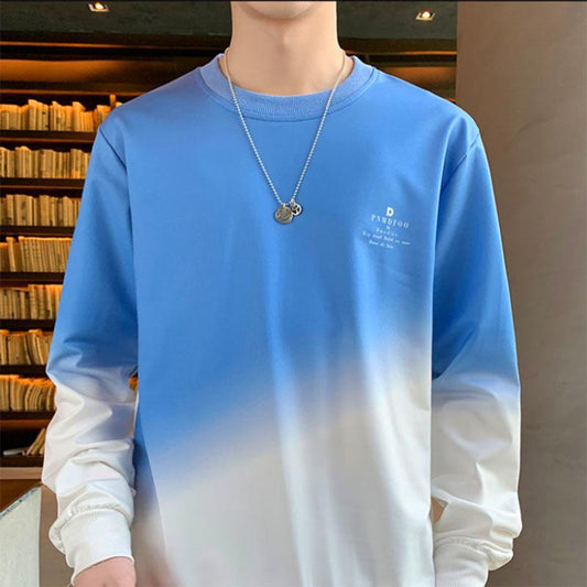 Autumn and Winter Round Neck Long-sleeved Sweater Men's Trendy Brand Bottoming Korean Version of The Trend of Autumn Gradient Color Sweatshirts