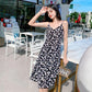 Floral Dress Loose and Thin Sling Dress Mid-length Off-shoulder Sling Dress Sexy Slim A-line Version Fabric Light and Breathable