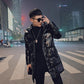 Winter Fashion Trend Glossy Cotton Coat Men's Mid-length Thick Slim Fit All-match Comfortable Jacket