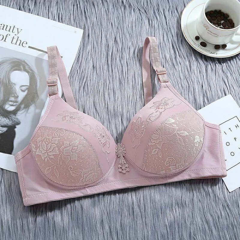 Large Size No Steel Ring Anti-glare Design Bra Gathered Comfortable Anti-sagging Underwear Sexy Jacquard Bra