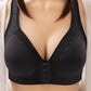 Front Buckle Underwear Women Gather Large Size Thin Adjustable Bra Lace Stripe No Steel Ring Bra
